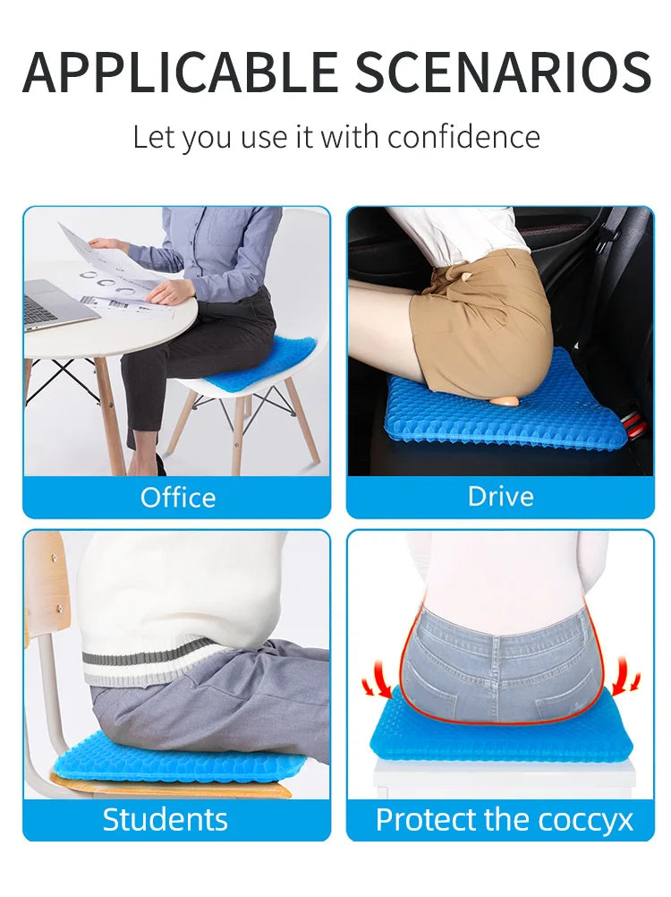 Ultra-Comfort Gel Seat Cushion with Breathable Honeycomb Design