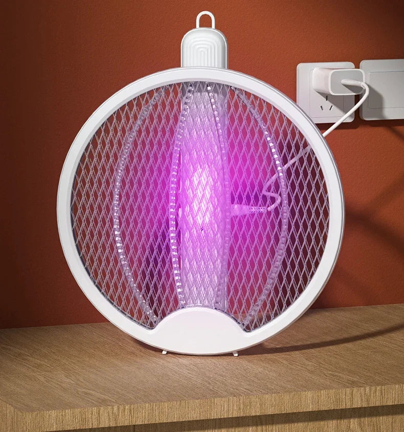 Foldable USB Electric Mosquito Zapper – 4-in-1 Silent Insect Killer Racket
