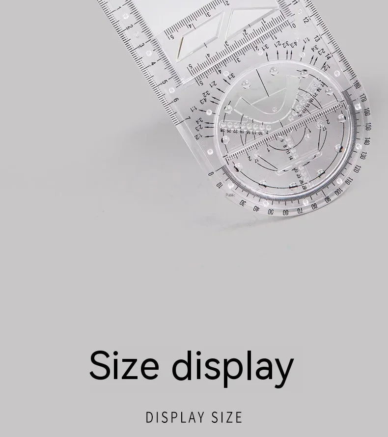 Multifunctional Geometry Ruler with Rotating Protractor