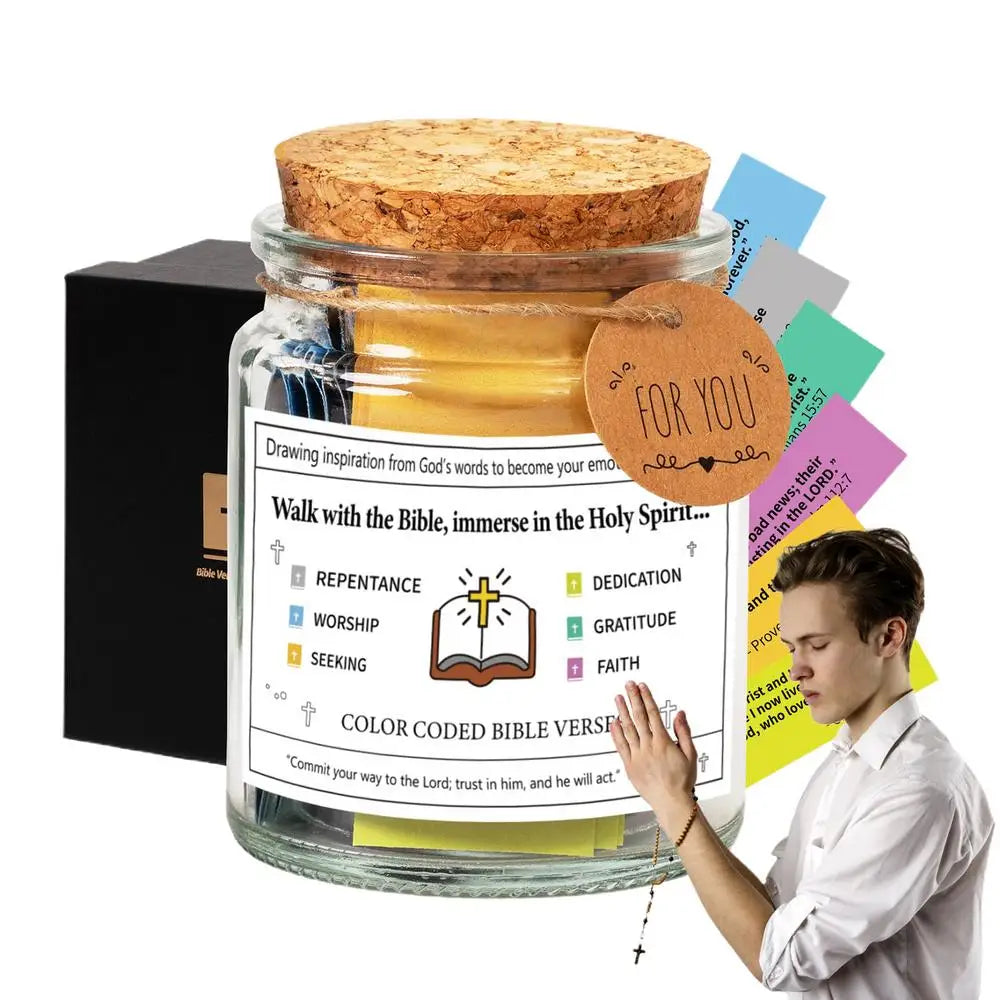 Colorful Bible Verse Jar – Daily Christian Inspiration in a Glass Keepsake