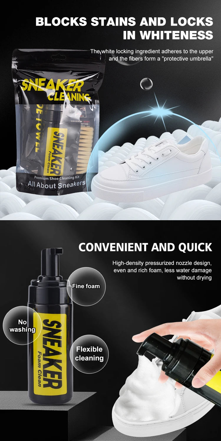 All-in-One Sneaker Cleaning Kit – Foam Cleaner, Brush & Cloth