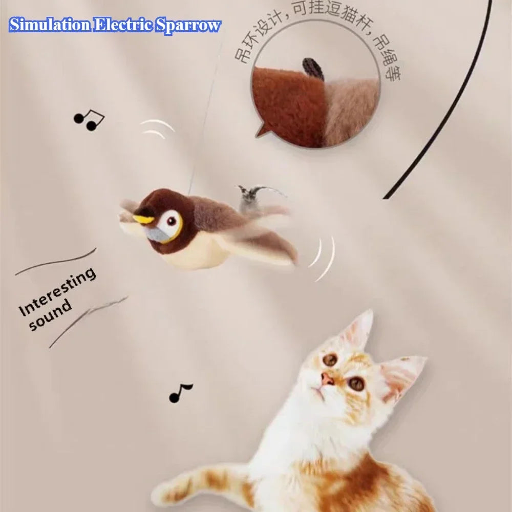 Interactive Chirping Bird Cat Toy – Touch-Activated & Rechargeable