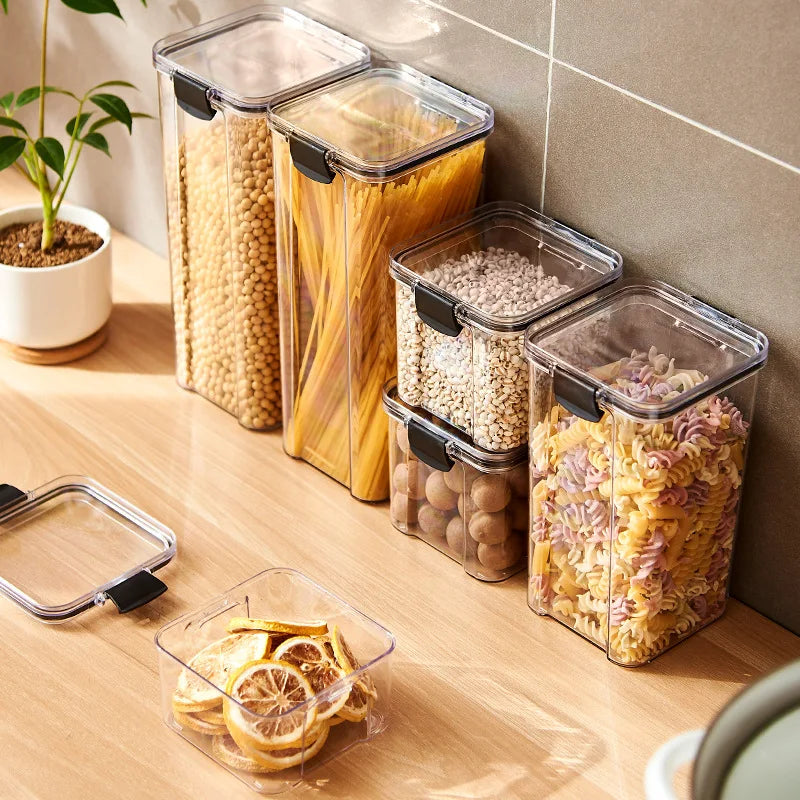 Airtight Kitchen Grain Storage Jars – Moisture-Proof Organizer Set
