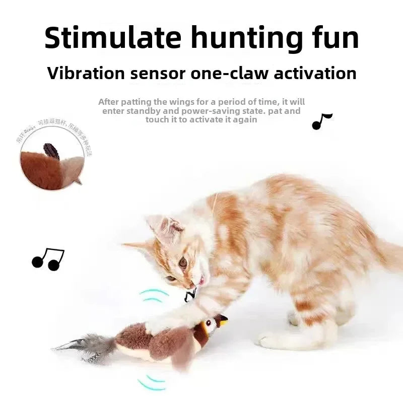 Interactive Chirping Bird Cat Toy – Touch-Activated & Rechargeable
