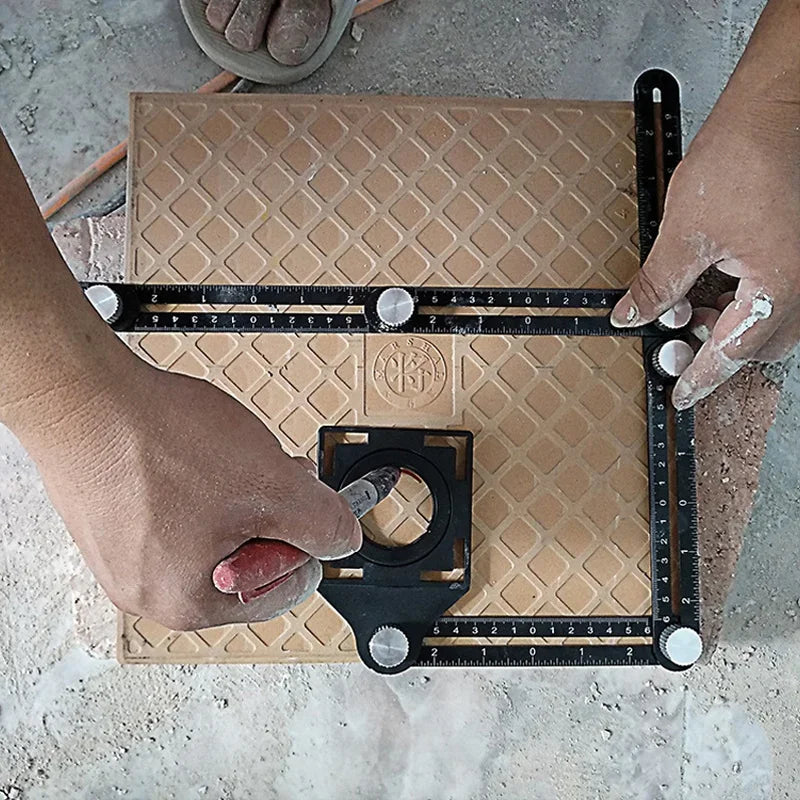6-Fold Multi-Angle Measuring Ruler & Tile Hole Locator Tool Set