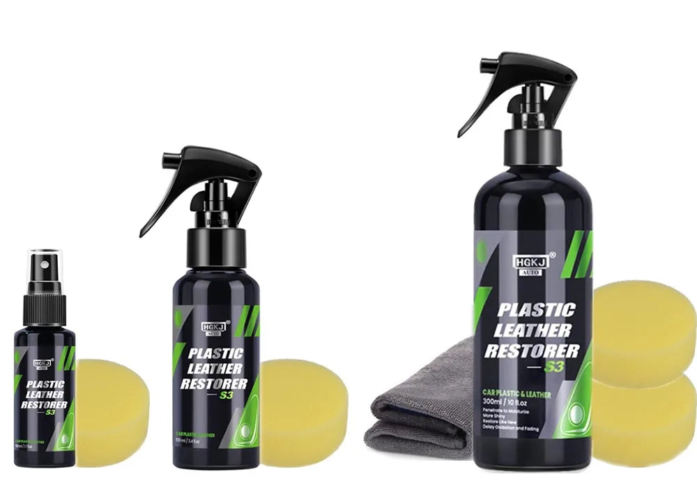 Car Plastic & Leather Restorer – Non-Greasy, UV-Protective Shine for Interiors