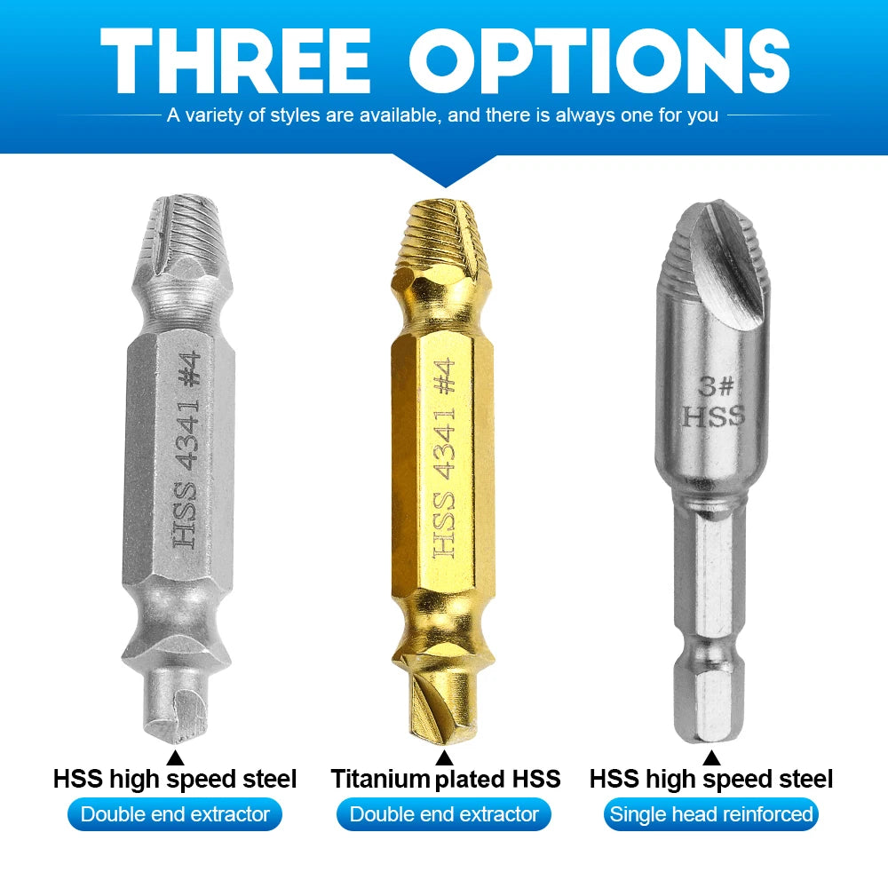 Damaged Screw & Bolt Extractor Set – Dual-Ended Drill Bits for Easy Removal