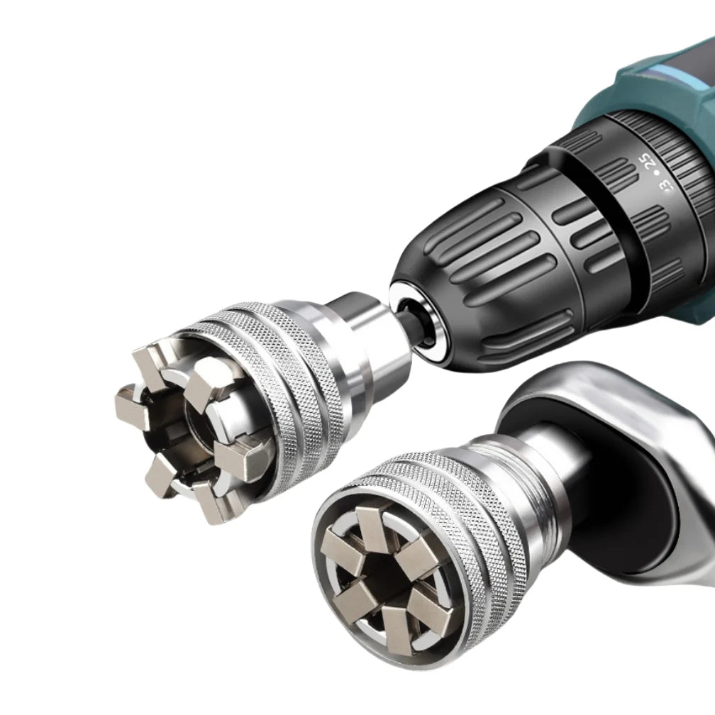 Universal Adjustable Socket (10–19 mm | 3/8–3/4 in) – 3/8" Drive for Power Drill & Wrench