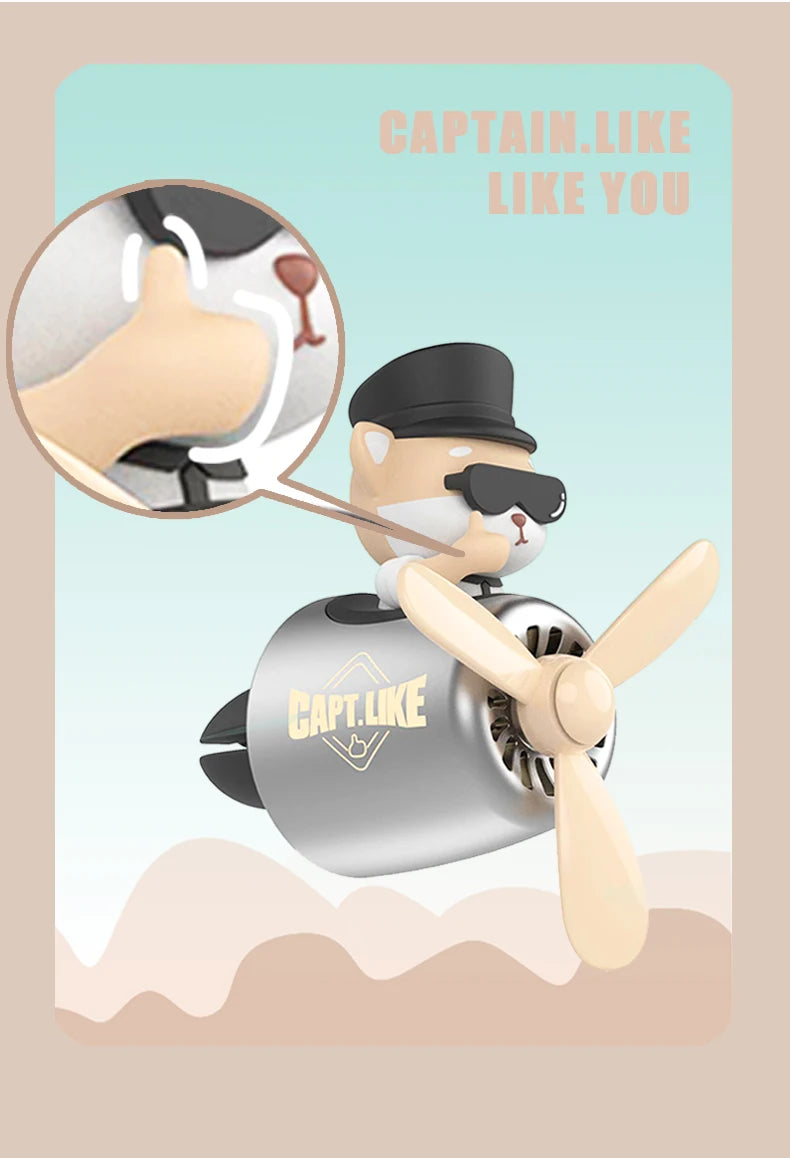 Pilot-Themed Car Air Freshener with Propeller Fan Clip