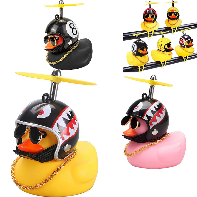 Adorable Yellow Duck Car & Bike Decoration with Helmet, Propeller, and Accessories