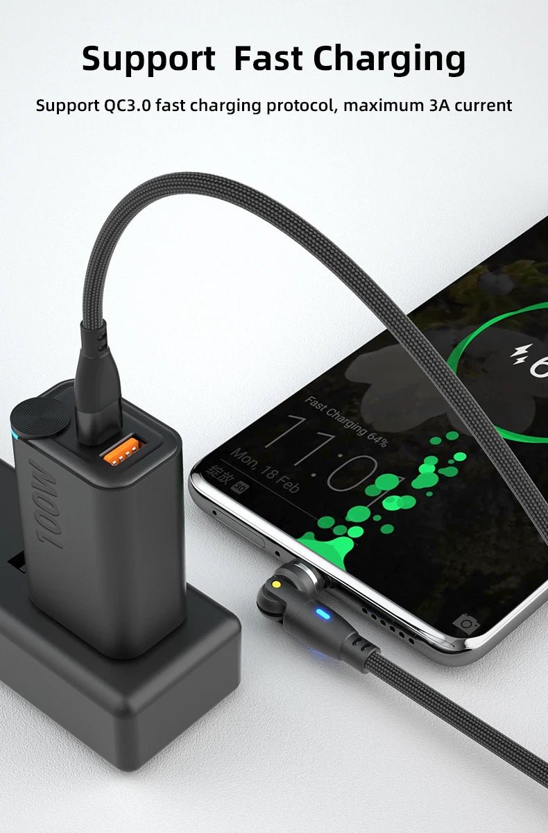 100W Magnetic USB Type-C Fast Charging 3-in-1 Cable