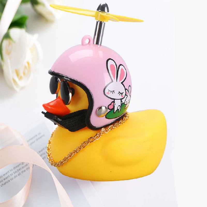 Adorable Yellow Duck Car & Bike Decoration with Helmet, Propeller, and Accessories