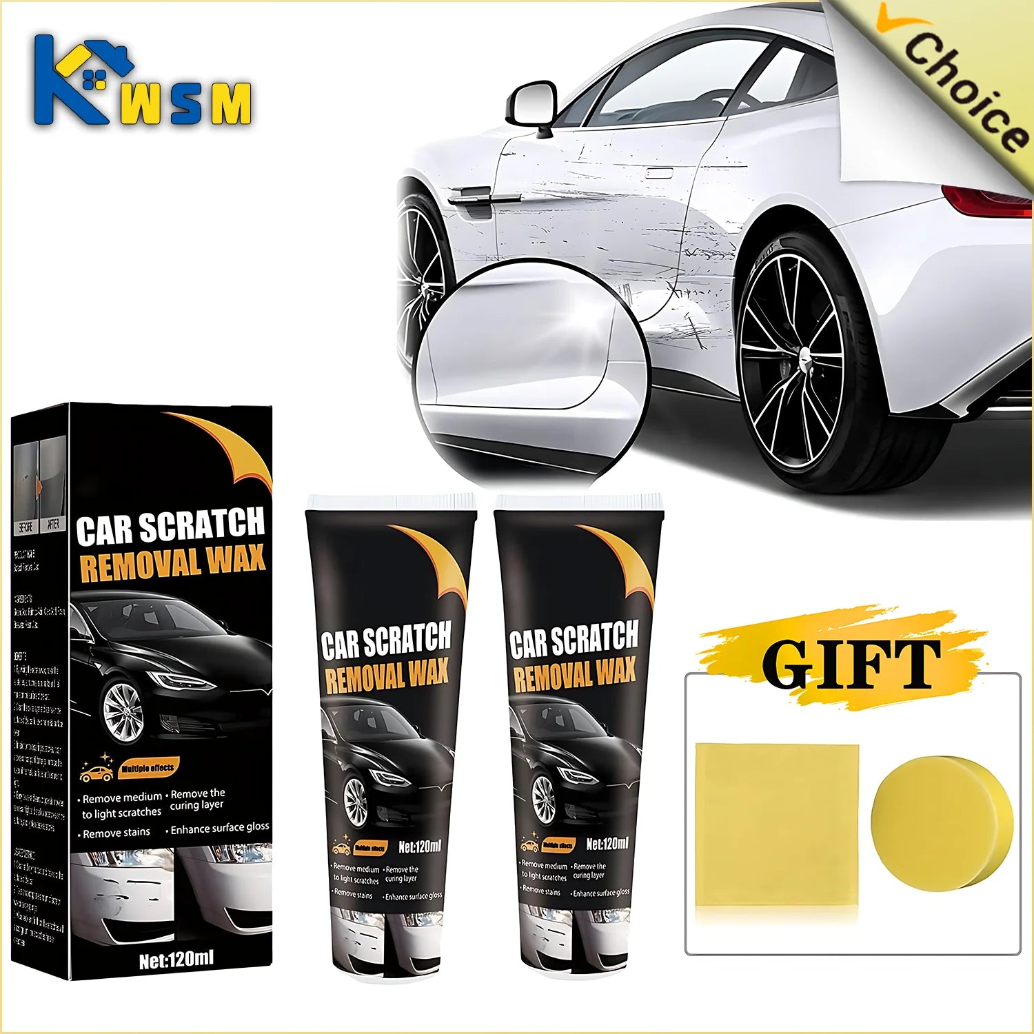 Premium Car Scratch Remover & Paint Care Wax – 120ml