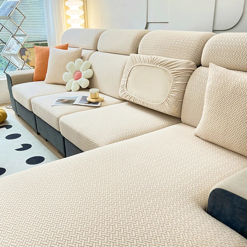 Stretch Jacquard Sofa Cover – Soft, Snug, and Stylish Protection