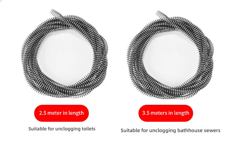 Heavy-Duty Drain Cleaning Spring – Manual Pipe Unclogging Tool (1M to 5M)