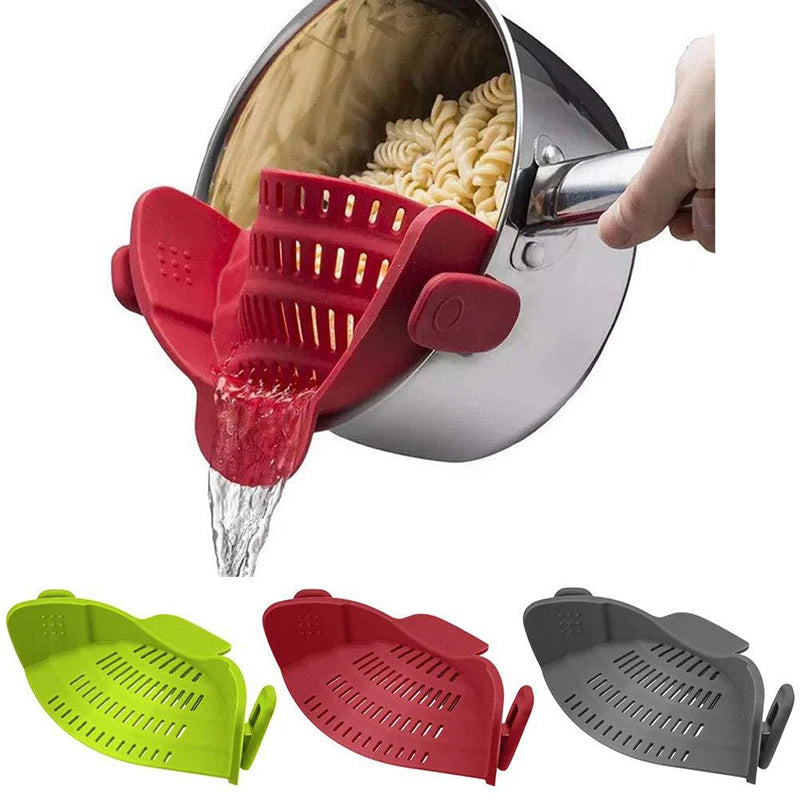 Universal Silicone Clip-On Pot Strainer – Anti-Spill Food-Grade Kitchen Colander