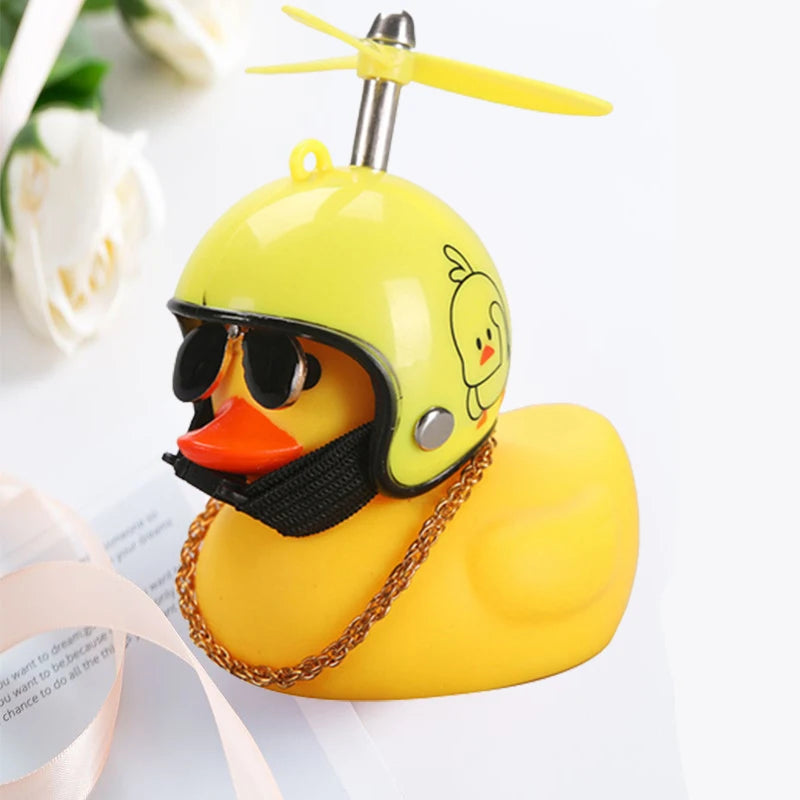 Adorable Yellow Duck Car & Bike Decoration with Helmet, Propeller, and Accessories
