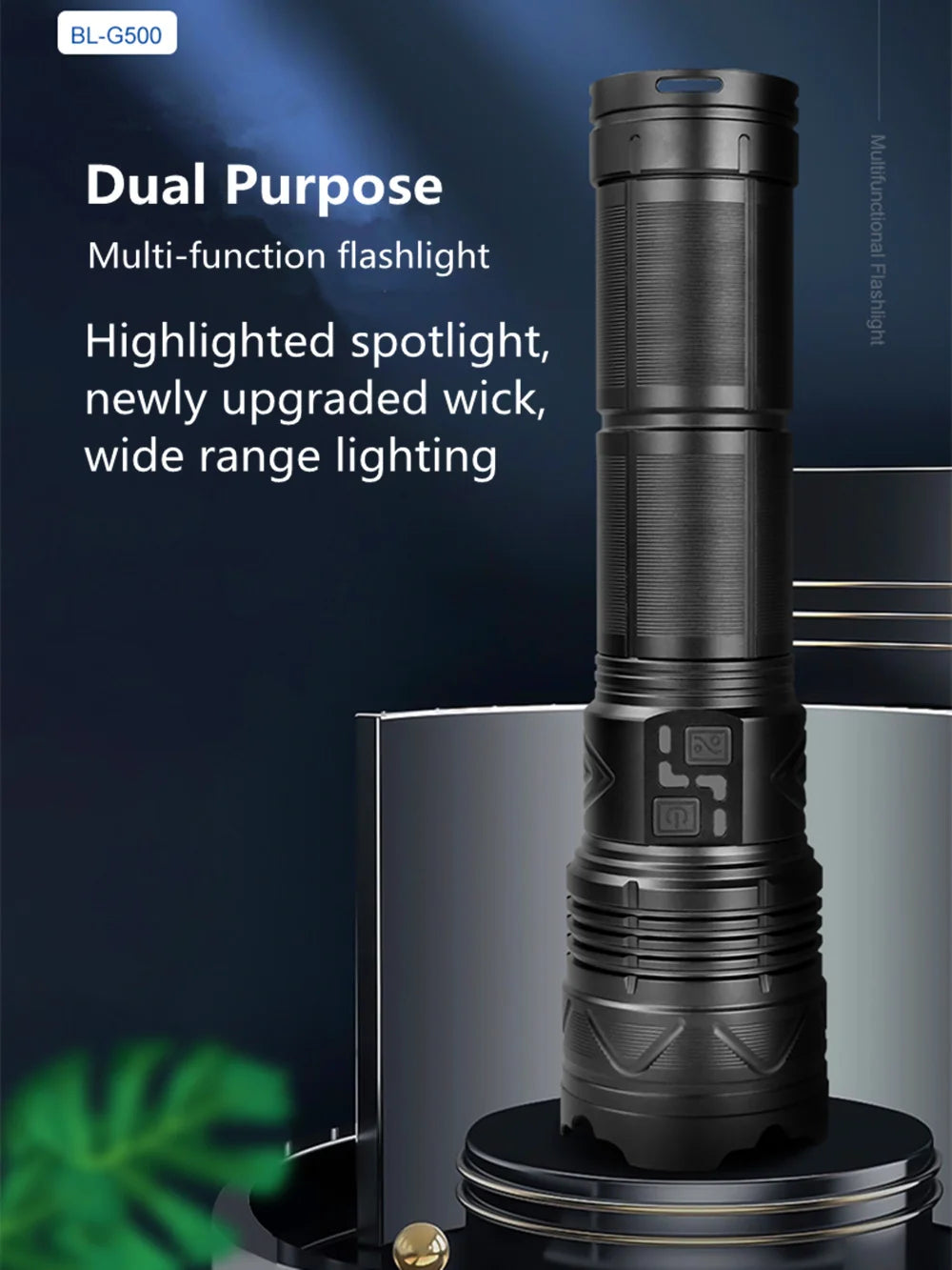 High-Power LED Flashlight – Rechargeable, Long-Range, Tactical Outdoor Torch