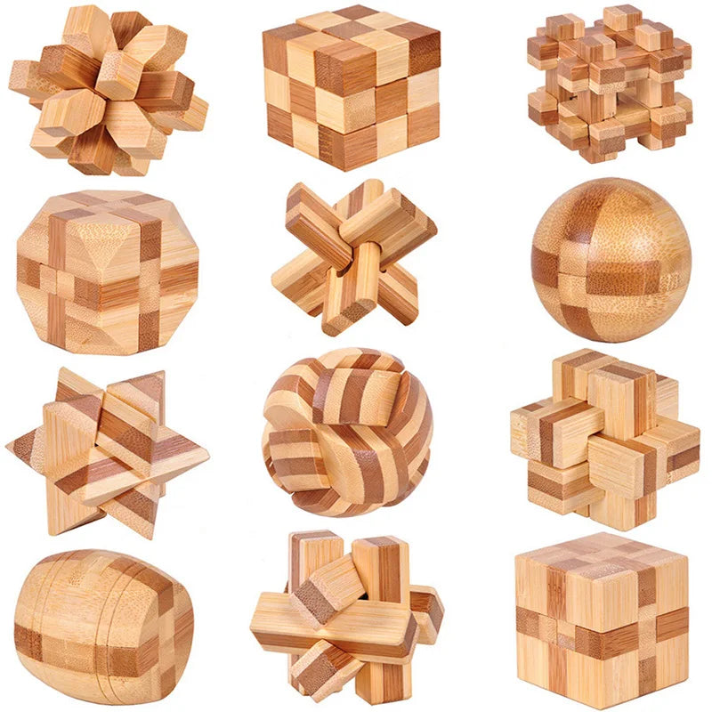 Wooden Kong Ming & Lu Ban Lock 3D IQ Puzzle Toy