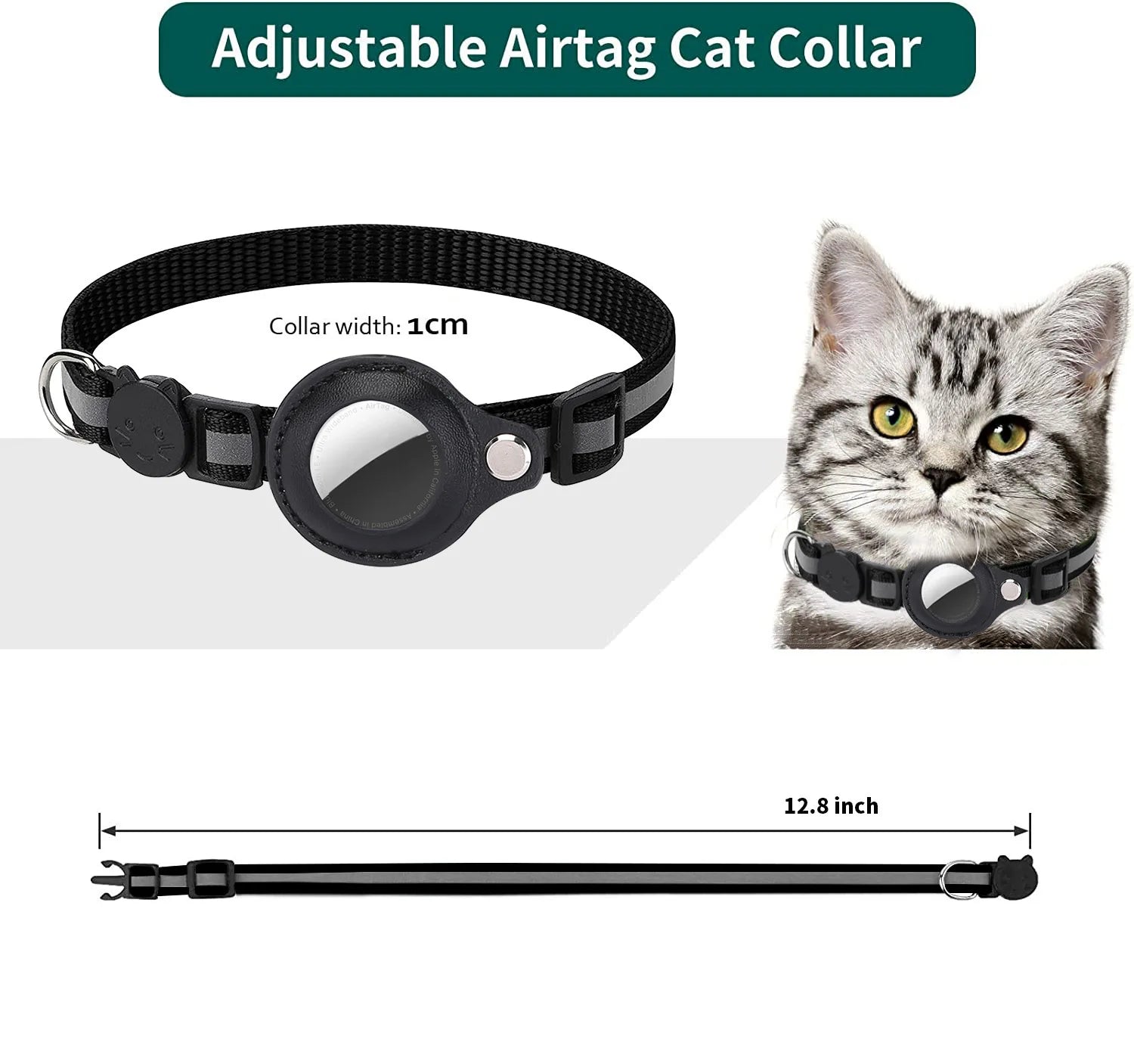 Never Lose Your Cat Again — AirTag Collar with Safety Buckle