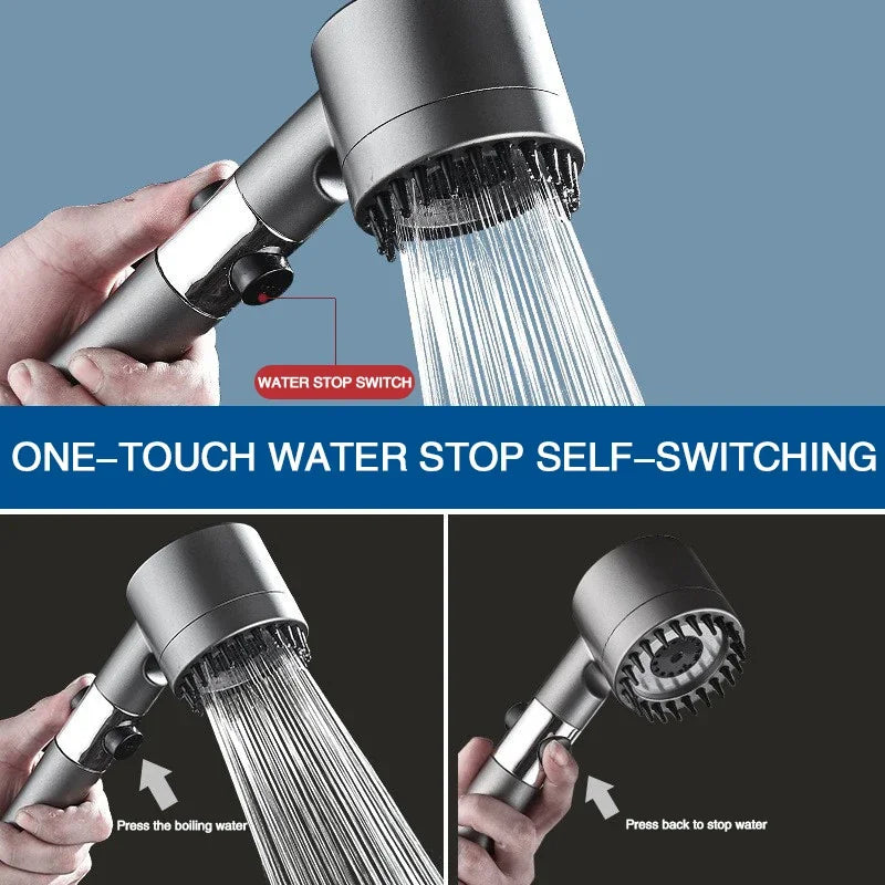 High-Pressure Shower Head with Adjustable Spray & Built-in Massage Brush