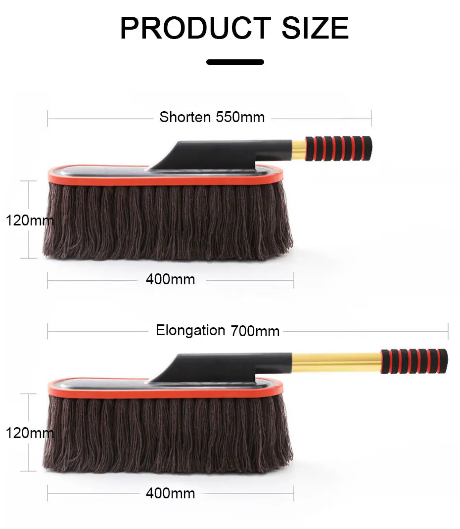 Adjustable Telescopic Microfiber Car Duster with Wax-Treated Cotton Strands
