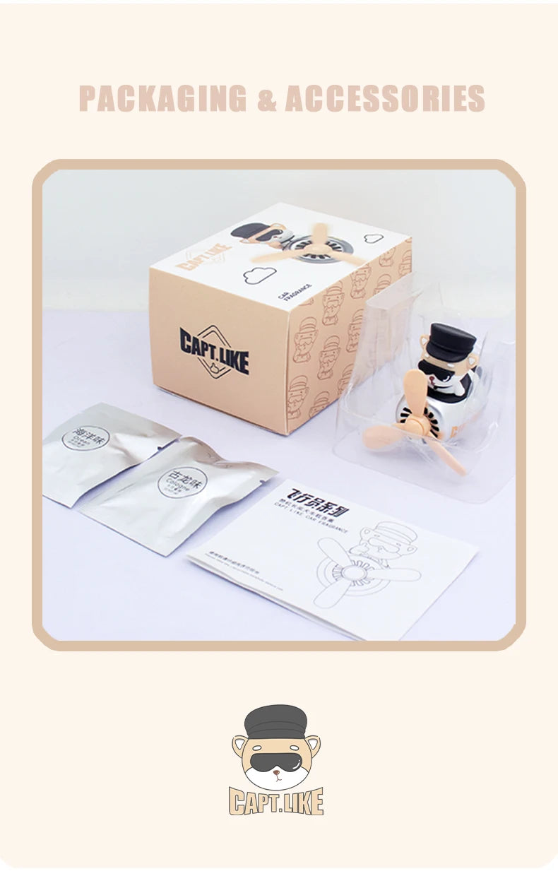 Pilot-Themed Car Air Freshener with Propeller Fan Clip