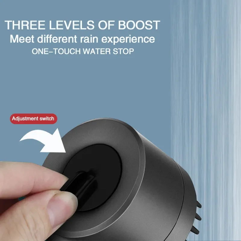 High-Pressure Shower Head with Adjustable Spray & Built-in Massage Brush