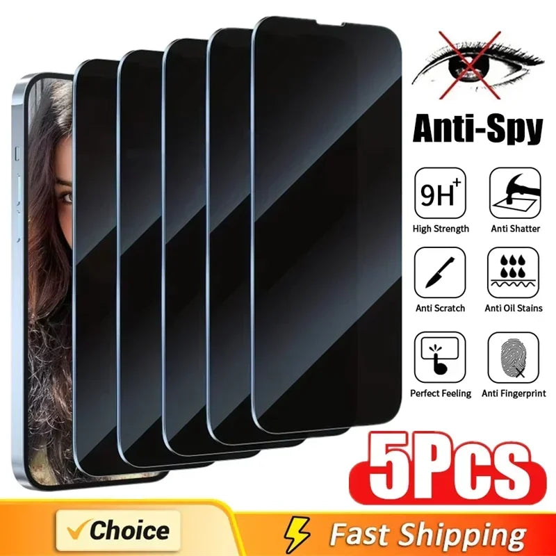 5-Pack Privacy Screen Protectors for iPhone – Premium Anti-Spy Tempered Glass