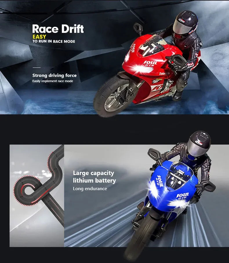 Extreme Drift RC Motorcycle – Self-Balancing 1:6 Scale Stunt Bike