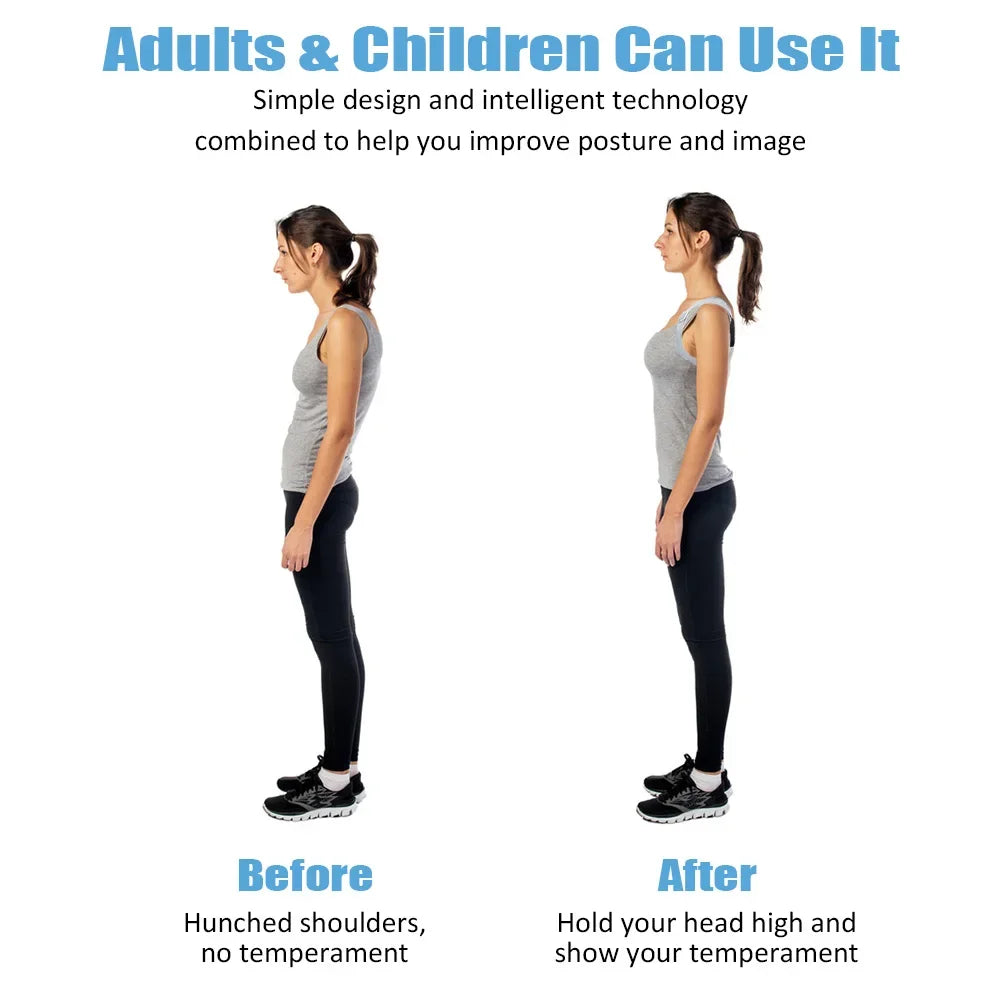 Smart Posture Corrector with Vibration Reminder – Adjustable Back Support for Adults & Kids