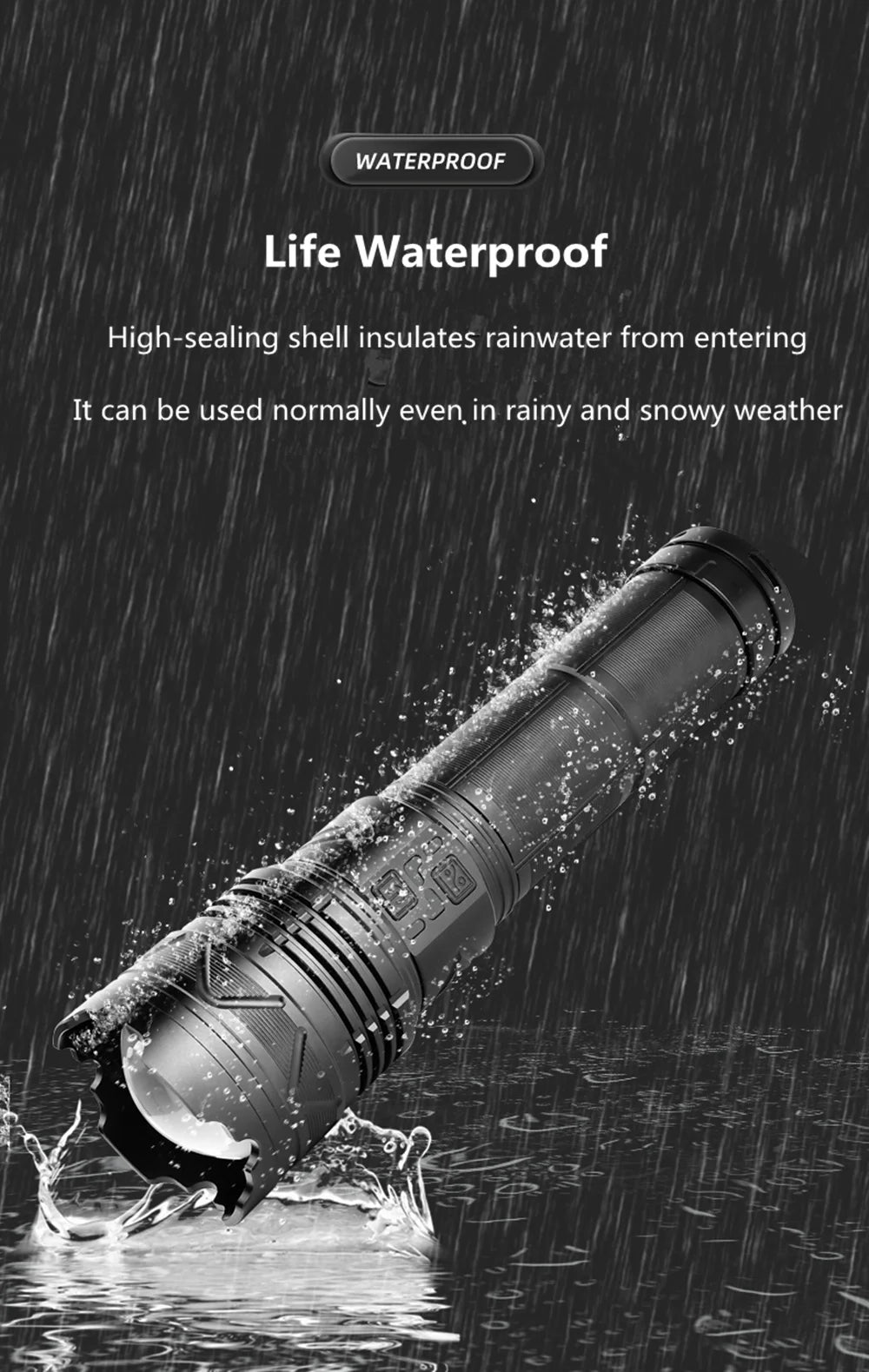 High-Power LED Flashlight – Rechargeable, Long-Range, Tactical Outdoor Torch