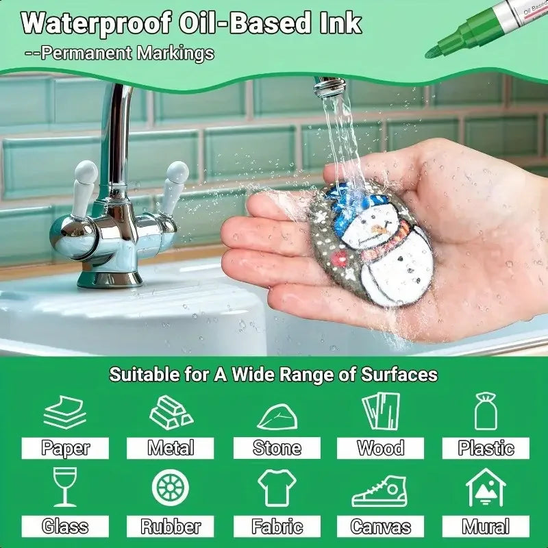Write on Anything — Waterproof Paint Marker Set (12 Colors)
