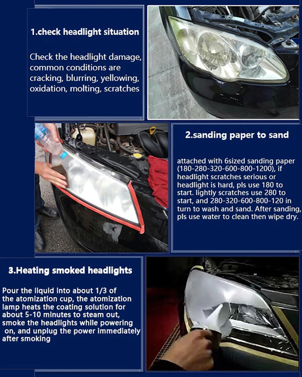 Car Headlight Restoration Kit - Polish & Brighten Faded Headlights
