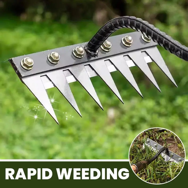 Heavy-Duty Carbon Steel Garden Weed Rake – 5 to 8 Teeth Options