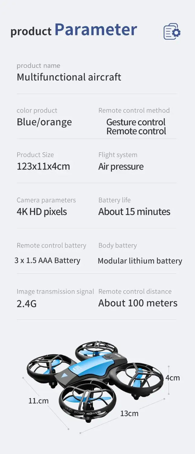 V8 Mini Drone with 4K HD Camera - WiFi FPV Quadcopter with Altitude Hold