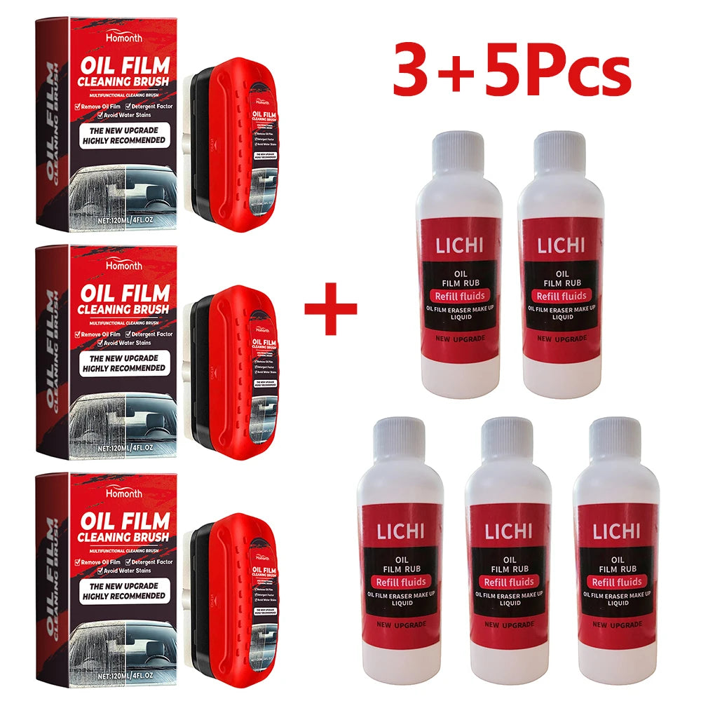 Car Windshield Oil Film Remover – Powerful Glass Cleaner with Sponge Brush