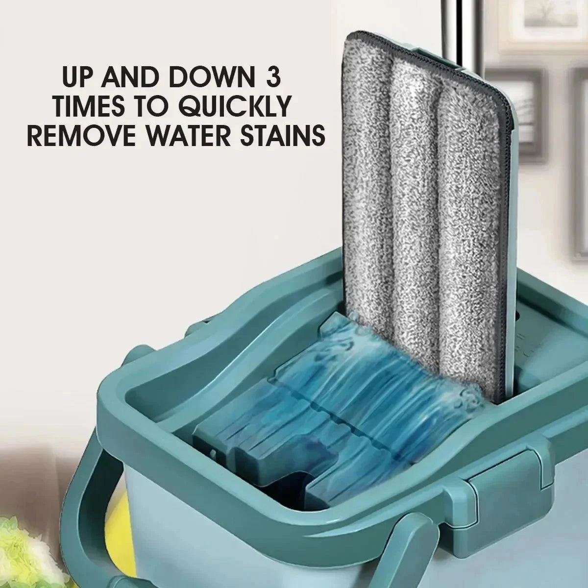 Hands-Free Flat Squeeze Mop & Bucket Set with Reusable Microfiber Pads