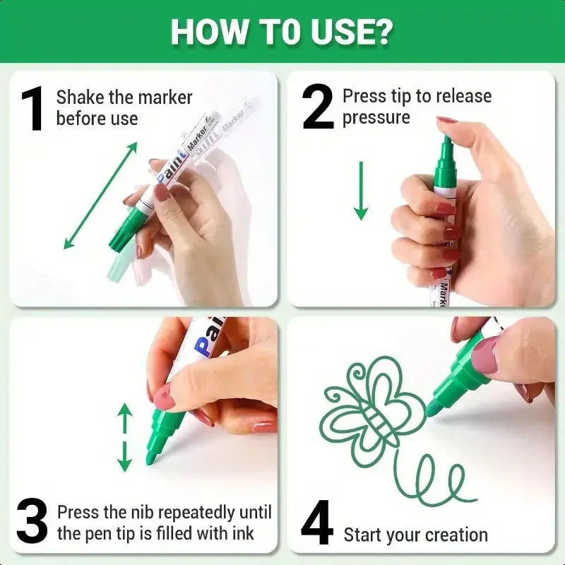 Write on Anything — Waterproof Paint Marker Set (12 Colors)