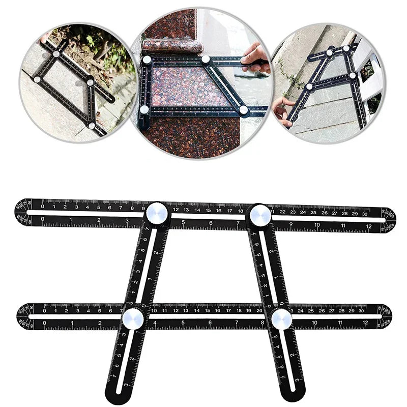 6-Fold Multi-Angle Measuring Ruler & Tile Hole Locator Tool Set