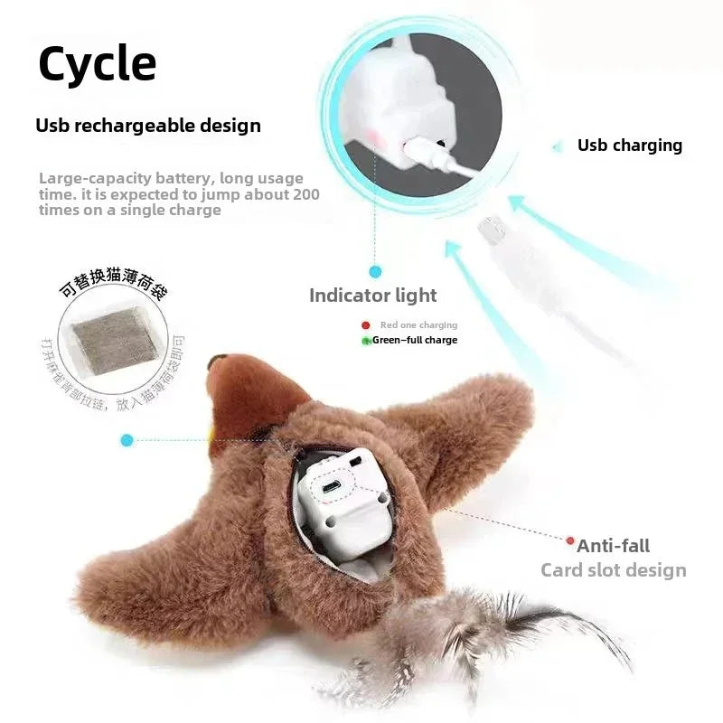 Interactive Chirping Bird Cat Toy – Touch-Activated & Rechargeable