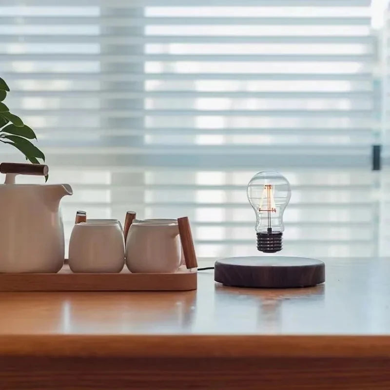 Magnetic Levitating LED Lamp with Wooden Base