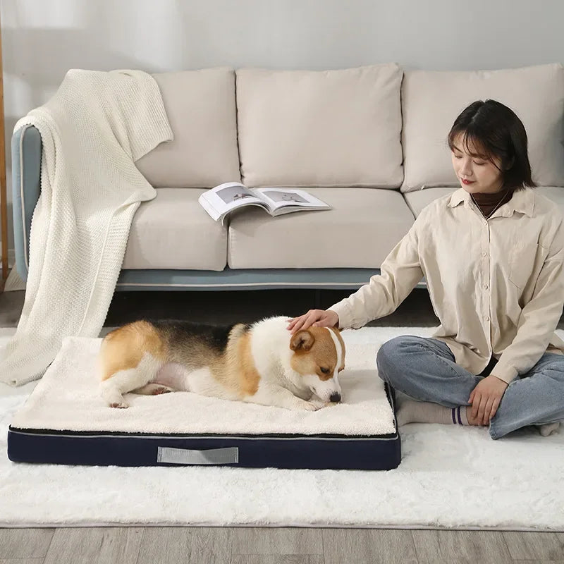 Plush Memory Foam Dog Bed – Waterproof, Washable & Non-Slip Pet Mattress