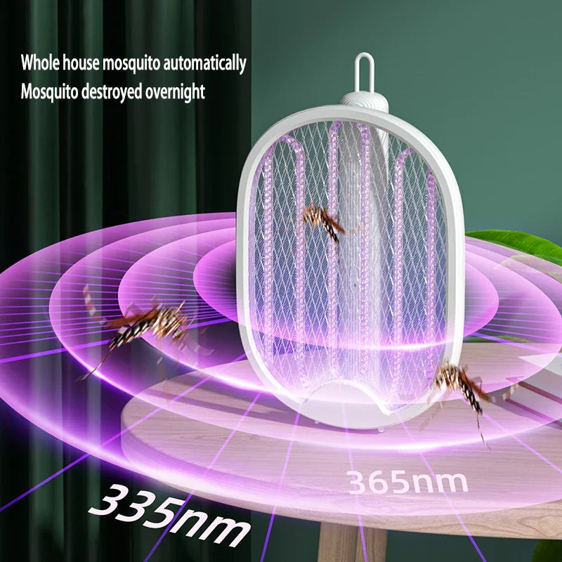 Foldable USB Electric Mosquito Zapper – 4-in-1 Silent Insect Killer Racket