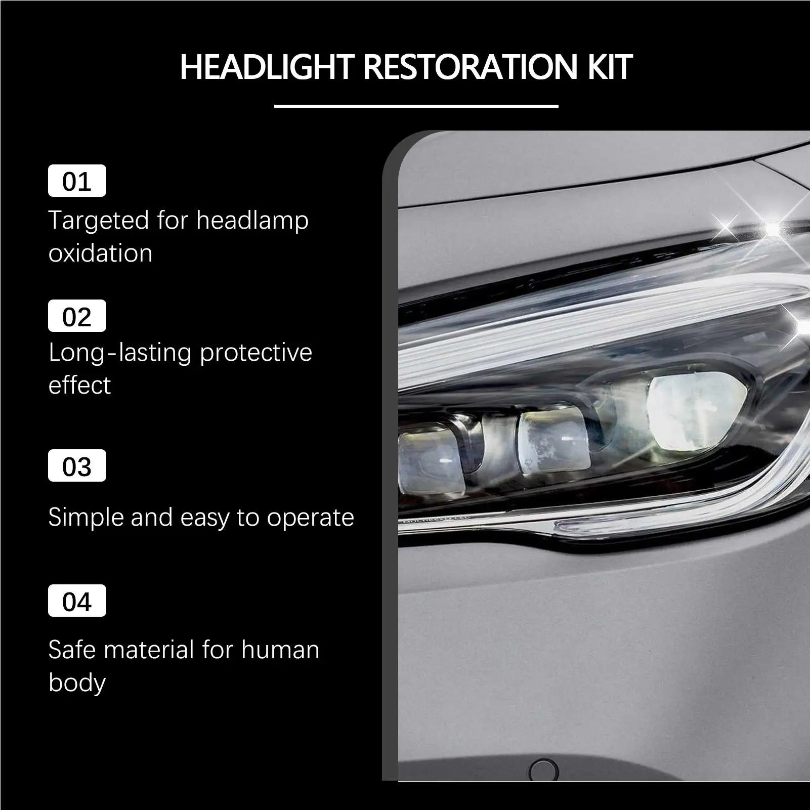 Restore Headlights in Minutes — Crystal Clear Lens Kit