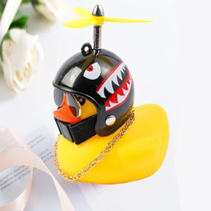 Adorable Yellow Duck Car & Bike Decoration with Helmet, Propeller, and Accessories