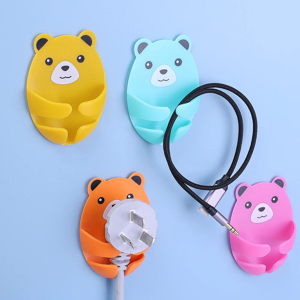 Bear-Shaped Self-Adhesive Wall Hooks - Set of 1 or 4