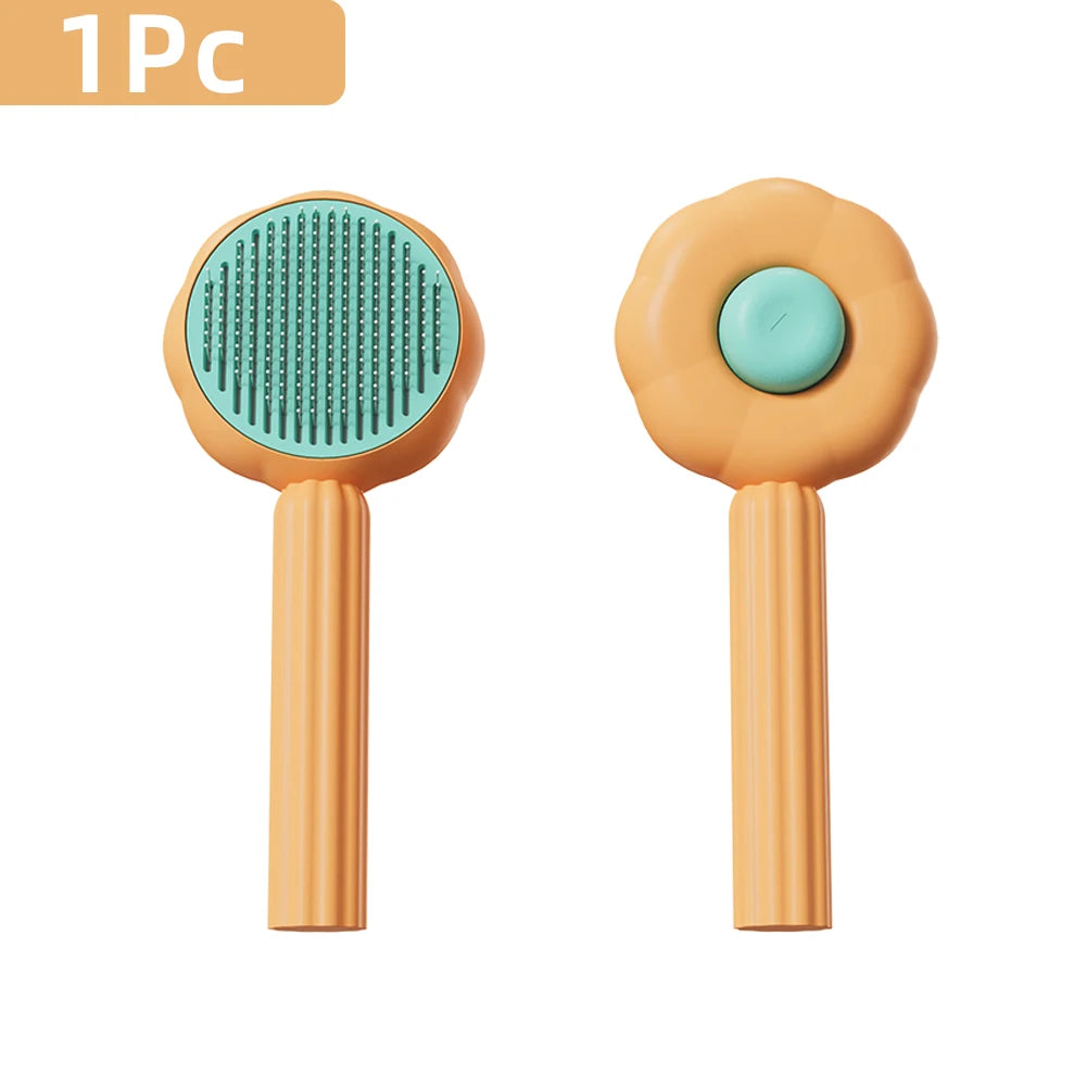 Self-Cleaning Pet Grooming Brush with Massage Needles