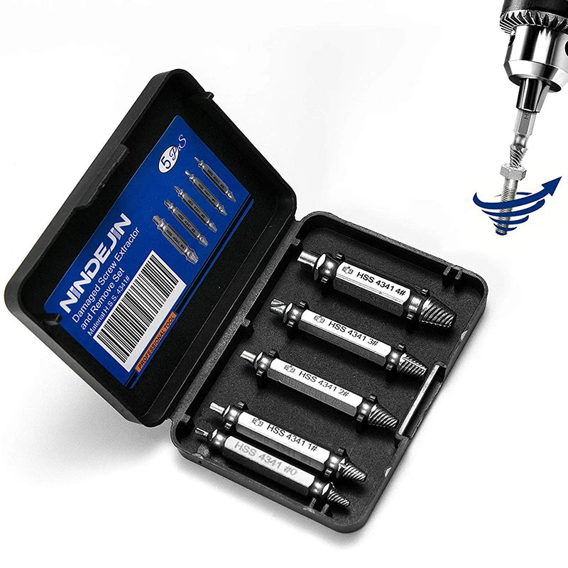 Damaged Screw & Bolt Extractor Set – Dual-Ended Drill Bits for Easy Removal