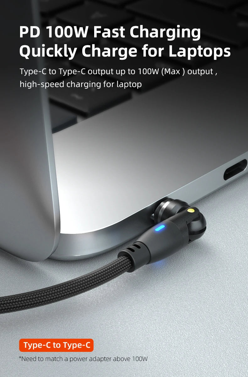 100W Magnetic USB Type-C Fast Charging 3-in-1 Cable